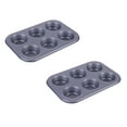 thumbnail image 1 of LYCAQL 2PCS Carbon steel Muffin Baking Pan Cupcake Tray 6 Cup Nonstick Cake Molds Large Silicon Bakeware, BPA Free, Dishwasher Microwave Safe (6 Cup Size, Grey), 1 of 5