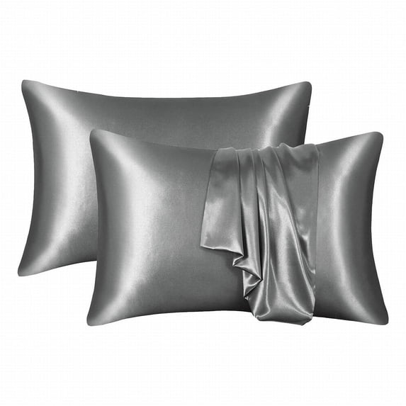 LYCAQL 2PCS Satin-Silk Pillowcase , White Satin Pillowcase for Hair and Skin, Breathable, Super Soft, Cooling Pillow case -Standard Size 20 x 40 Inches