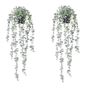 LYCAQL 2pcs Artificial Hanging Eucalyptus Potted Hanging for Wall Decor Room Home Decoration Indoor Outdoor Shelf