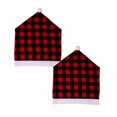 thumbnail image 1 of LYCAQL 2pcs Christmas Chair Back Cover Black and Red Grid Chair Slipcovers Hat Plaid Christmas Back Covers Christmas Dining Chair Protector Elastic for Dining Room Xmas Party Table Decoration, 1 of 5