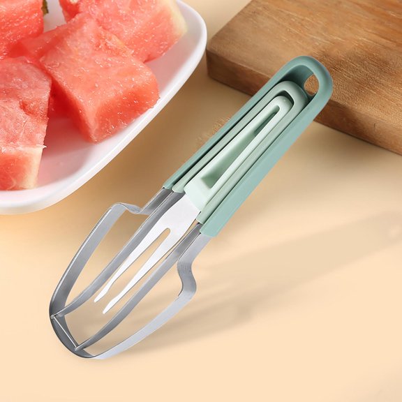LYCAQL 3-in-1 Fork Slicer CutterÃ¯Â¼ÂStainless Steel Cutter Cutter Slicer Tool Melon Cutter Knife Portability Fruit Fork for Camping Kitchen Gadgets