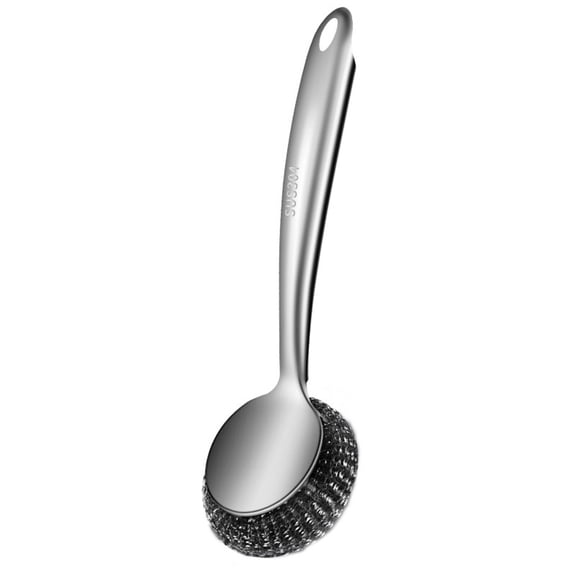LYCAQL 304 Stainless Steel Pot Brush With Long Handle Steel Wire Household Kitchen Detachable Pot Washing Dish Stove Cleaning Tool