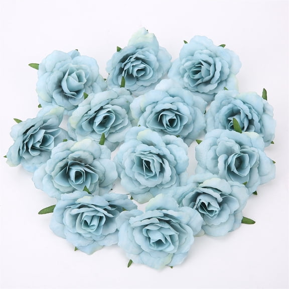 LYCAQL 30pcs Blue Roses Artificial Flowers Bulk, 3.14" Small Silk Roses Flower Heads for Decoration, Crafts, Wedding Centerpieces Bridal Shower Party Home Decor