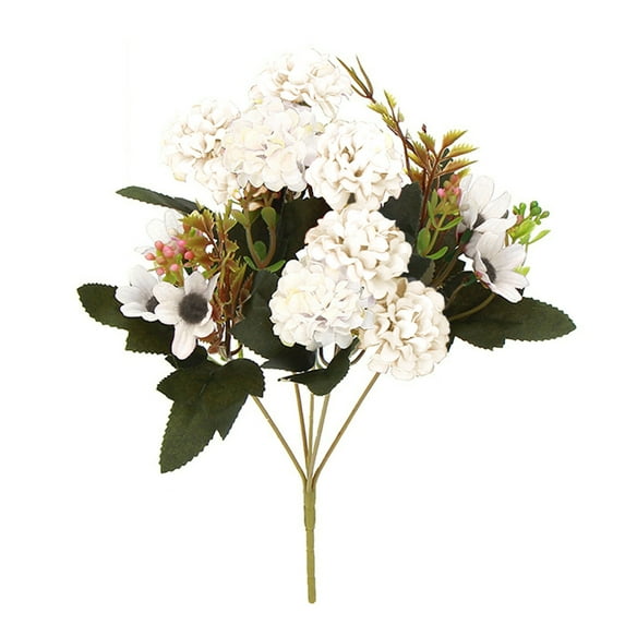 LYCAQL 3PCS Artificial Silk Burgundy Dahlia & White Tea Rose Mixed Flower Bouquet, for Indoor Use Bouquet Joy Pingpong Home Decoration Flower Wedding