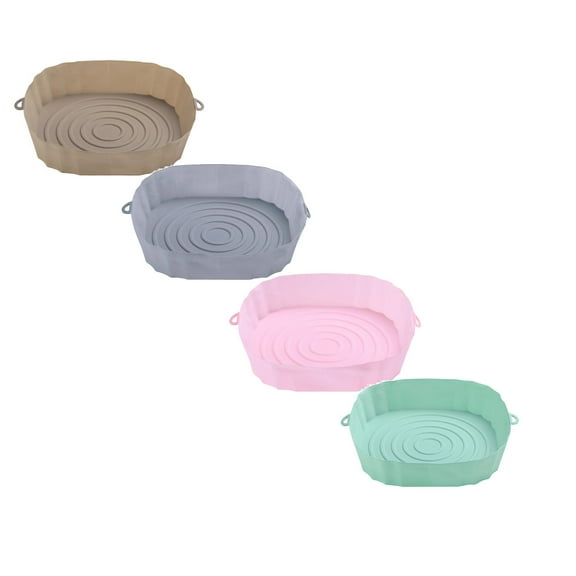 LYCAQL 4 Pcs Silicone Liners Square 8 Inches for Large Air Fryer Non-stick Food-grade Reusable Silicone Pot Baking Tray Basket Bowl Oven Air Fryer Accessories