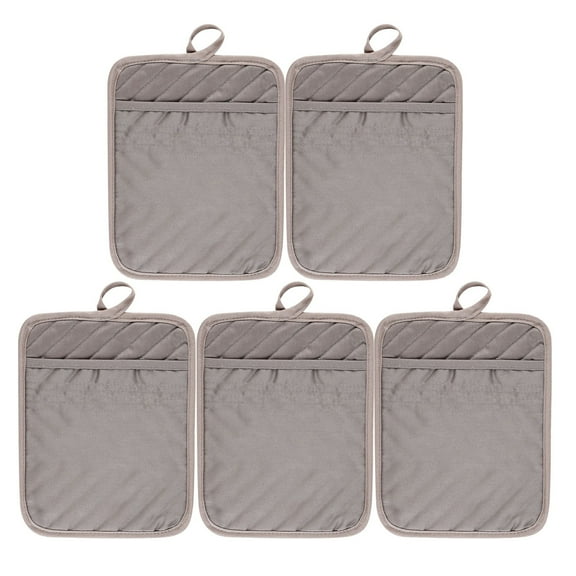 LYCAQL 5 Pieces Pot Holders with Pocket for Kitchen Cotton Pot Holders Bulk Sublimatable Pot Holders 7 x 9 Inch Oven Pot Holders with Hanging Loops Hot Pads for Cooking Baking (Gray)