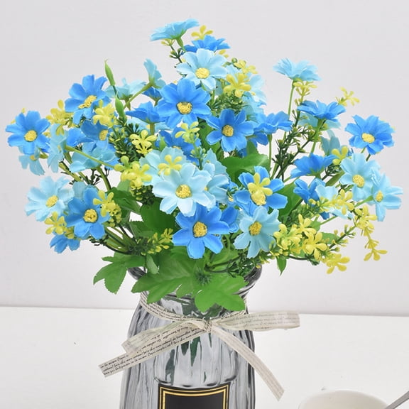 LYCAQL 5PCS 13-inch Artificial Silk Orange & Yellow Wildflower Mixed Bush, for Indoor Use Artificial Flowers, Potted Artificial Gypsophila Flower