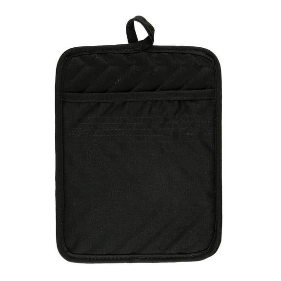 LYCAQL 5Pack Pocket Pot Holders Cotton Heat Resistant Potholder Multipurpose Hot Pads Machine Washable Oven Mitts Potholders Bulk for Daily Kitchen Baking and Cooking 7 x 9 Inch Black