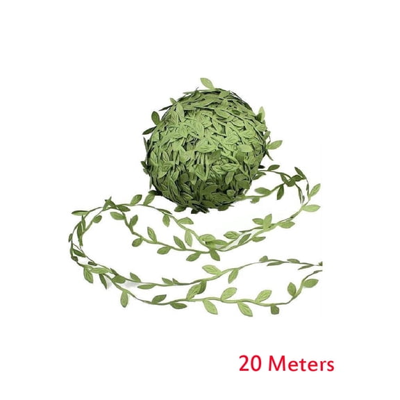 LYCAQL 65 Ft Leaf Ribbon, Artificial Vines Leaves String Trim Ribbon Wild Jungle Botanical Greenery for Baby Shower Party Wedding Home Wreaths & DIY Craft