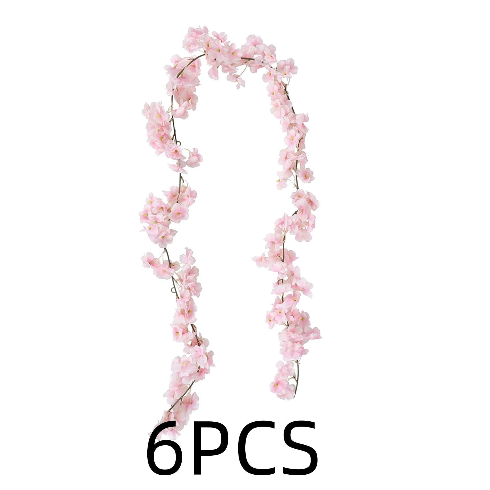 LYCAQL 6pcs Artificial Cherry Blossom Flower Vines Flowers for Outdoors Hanging Silk Flowers Garland for Wedding Party Home Japanese Kawaii Decor Flower Wall Wisteria Hanging Flowers