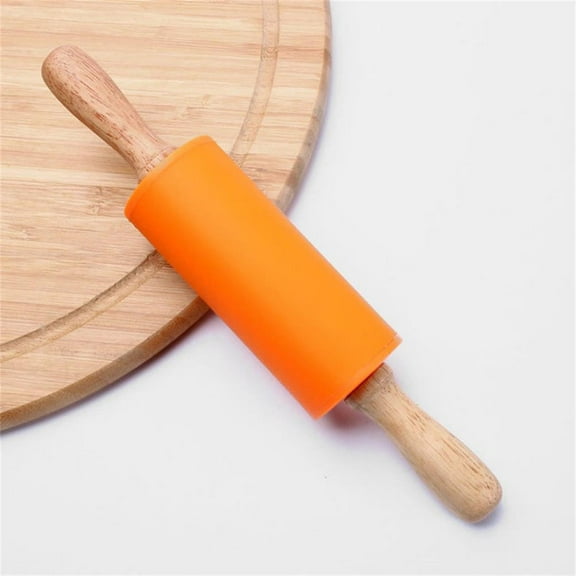 LYCAQL 9 Inch Silicone Rolling Pin for Baking Non-stick Rolling Pin Dough Roller Wooden Handle Kitchen Accessories Pastry Roller