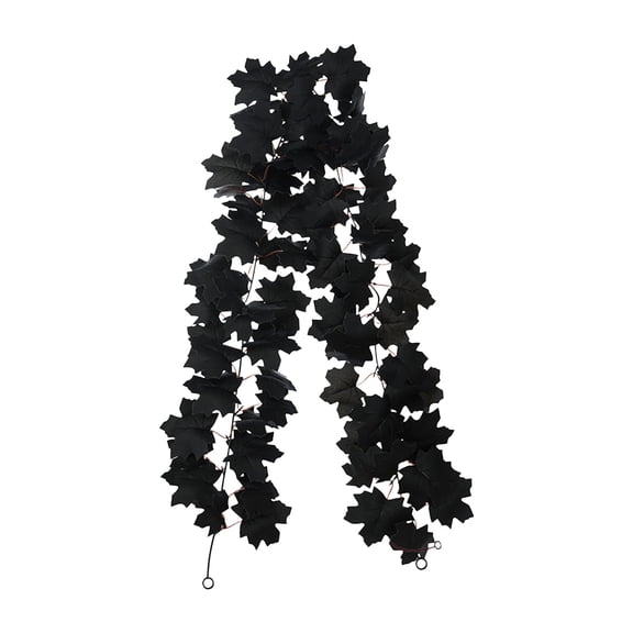 LYCAQL Artificial Black Maple Leaf Garland Decorations Indoor For Party Decors Home Decor Christmas Fireplace Door Yard Decor