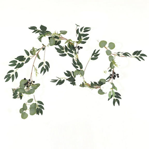 LYCAQL Artificial Ficus Branches Leaf Spray Green Eucalyptus Branches Artificial Greenery Stems Spring Leaf Rose Rattan Leaf Decoration Door Hanging Rattan Wedding Style Wedding