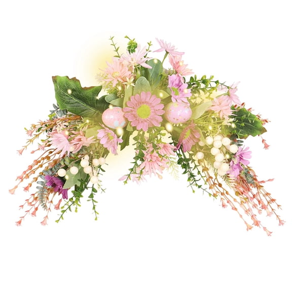 LYCAQL Artificial Floral Swag Flowers for Wedding Arch 19.7 Inch Spring Summer Greenery Eucalyptus Swags for Decorating Wedding Ceremony Welcome Sign Flowers Chrysanthemum Daisy Hydrangea(Pink)
