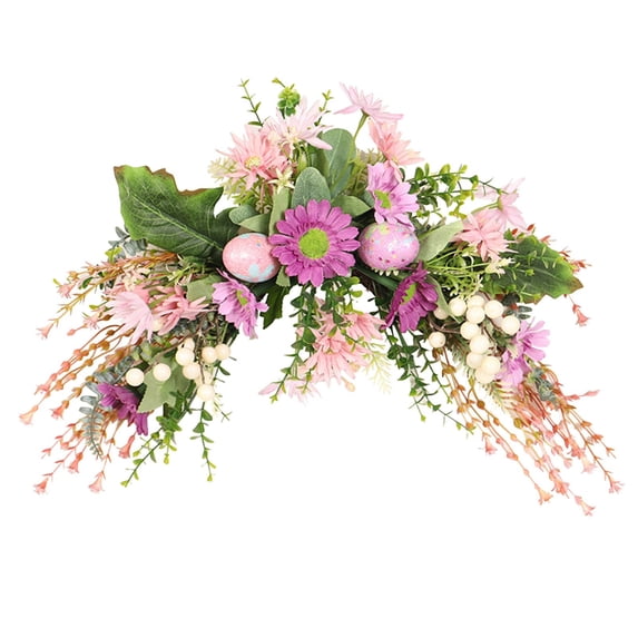 LYCAQL Artificial Floral Swag Flowers for Wedding Arch 19.7 Inch Spring Summer Greenery Eucalyptus Swags for Decorating Wedding Ceremony Welcome Sign Flowers Chrysanthemum Daisy Hydrangea(Hot Pink)