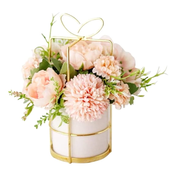 LYCAQL Artificial Flowers Silk Flower with Vase Flower Centerpieces for Wedding Decoration Table Bonsai Desktop Green Decor Pot Flower Tree Decoration & Hangs(Pink with vase set)