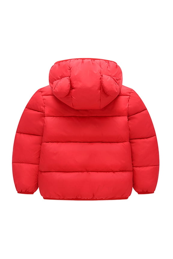 Baby Boy Clothes Toddler Kids Baby Boys Girls Padded Snowsuit Winter Clothes Hooded Bear Ears Jacket Overalls (Red, 18-24 Months)