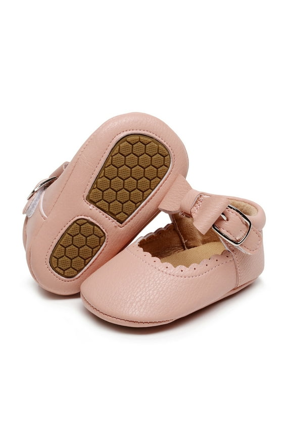 Baby Shoes Girls Single Shoes Bowknot First Walkers Shoes Buckle Strap Toddler Soft Bottom Breathable Princess 4c Boy Shoes (Red, 4 )