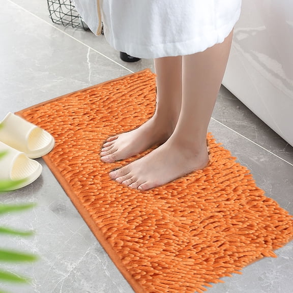 LYCAQL Bath Mat 20*12 inch Orange Bathroom Carpet Absorbent Bathroom Mat Soft and Comfortable Furry Thickened Bathroom Carpet Machine Washable Reusable 1Pc Bathroom Mat Orange