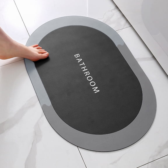 LYCAQL Bathroom Rug Mat Runner Long-Bath Mat for Bathroom Non Slip Absorbent Quick Dry Thin Bath Rug-Bathroom Floor Mat Rubber Backed Bathmat-Shower Rug Stain Resistant Easy Care-Gray 12"x20"