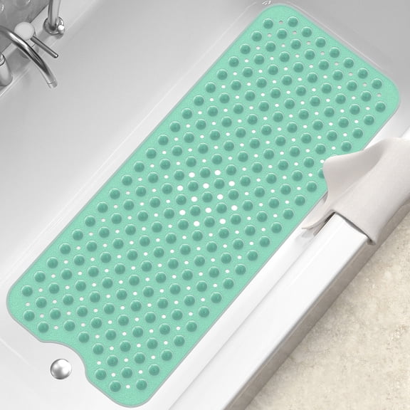 LYCAQL Bathtub Mat Non Slip, Bath Mats for Tub, Shower Mat with Drain Holes Suction Cups, Machine Washable, BPA, Latex,Phthalate Free, 39 x 16 Inches
