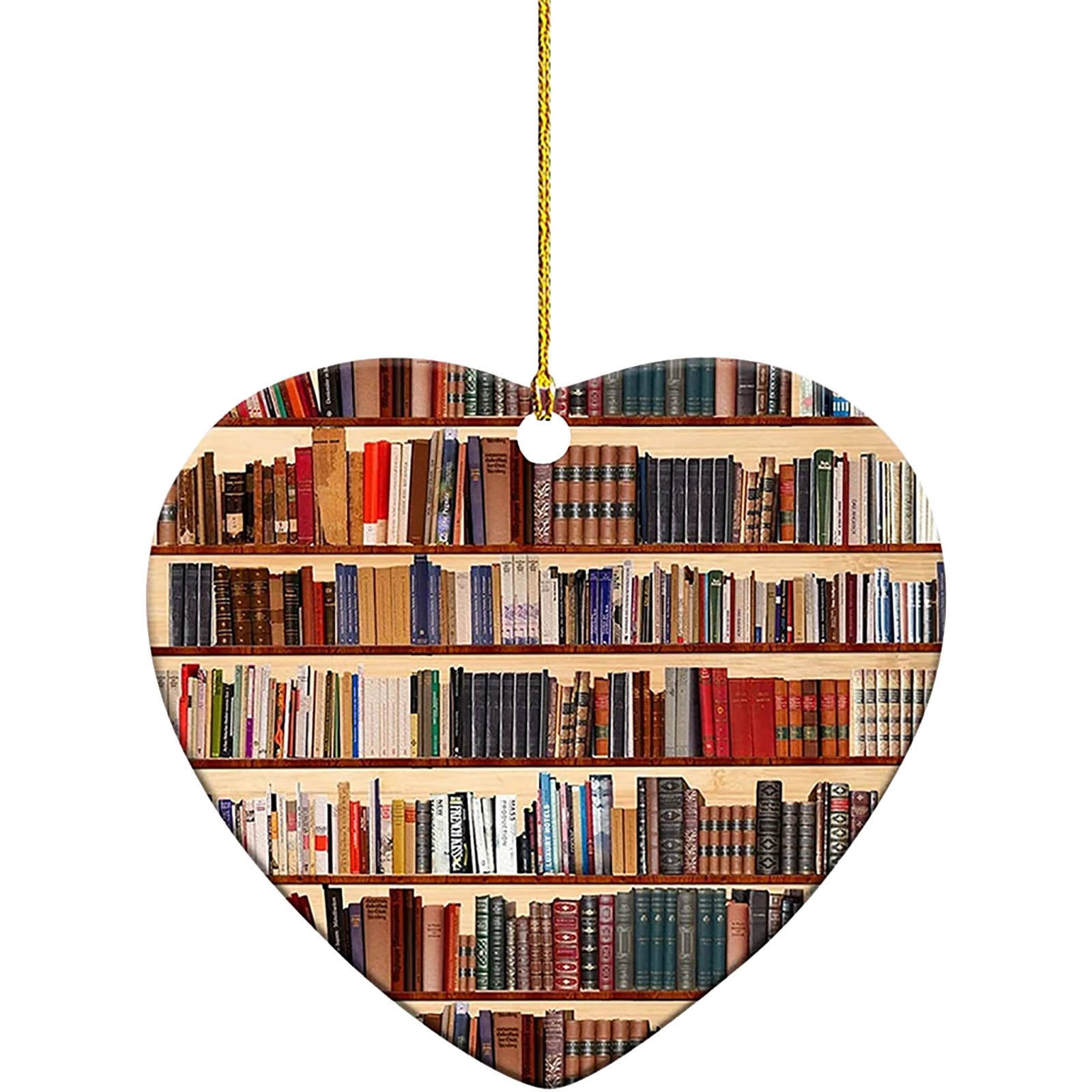 LYCAQL Book Lovers Heart Librarian Ornament Books Stacked Ornament ...