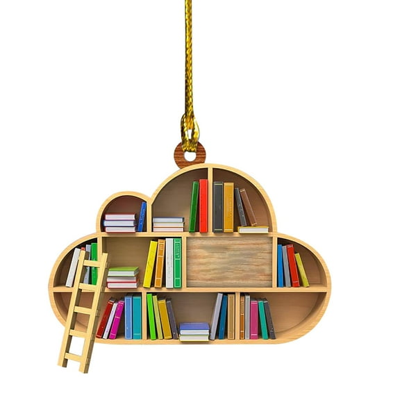 LYCAQL Book Lovers Heart Librarian Ornament Books Stacked Ornament Christmas Ornaments Bookshelf Decor Ornaments Library Ornament Librarian Christmas Ornament