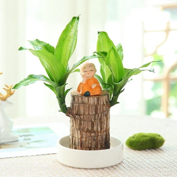 LYCAQL Brazilian Wood Mini Brazilian Wood Lucky Wood 5cm High Brazilian Wood Kit Desktop Ornament Home Decoration Log + Monk Doll + Basin