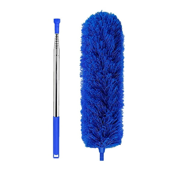 LYCAQL Ceiling Fan Duster with Extension Pole Cobweb & Corner Brush Cleaning Kit for Cleaning Up to 100 Inch Long Handle Aluminum Telescoping Pole, Washable（Blue）