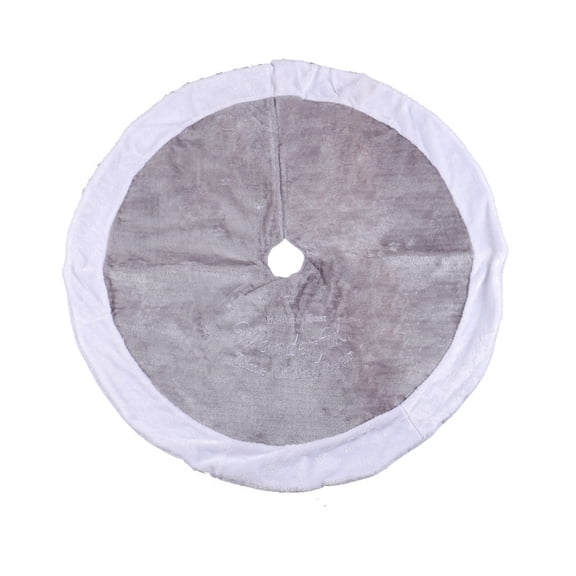 LYCAQL Christmas Tree Skirt Silver Grey 48 Inch Fur Plush Christmas Decorations Tree Base Mat Thick Velvet Rugs for Holiday Home Decor Party Xmas