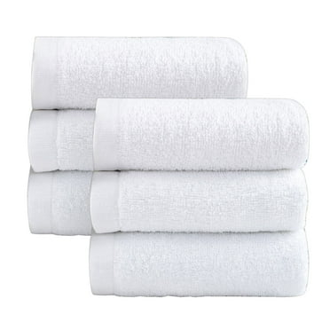 LYCAQL Cotton 6 Pc Washcloth Set, Hotel Style Small Bath Towel and Face Cloth 12x24, White Soft Plush Washcloth Pack of 6, Thick High Absorbent Wash Clothes, Bathroom Face Towels