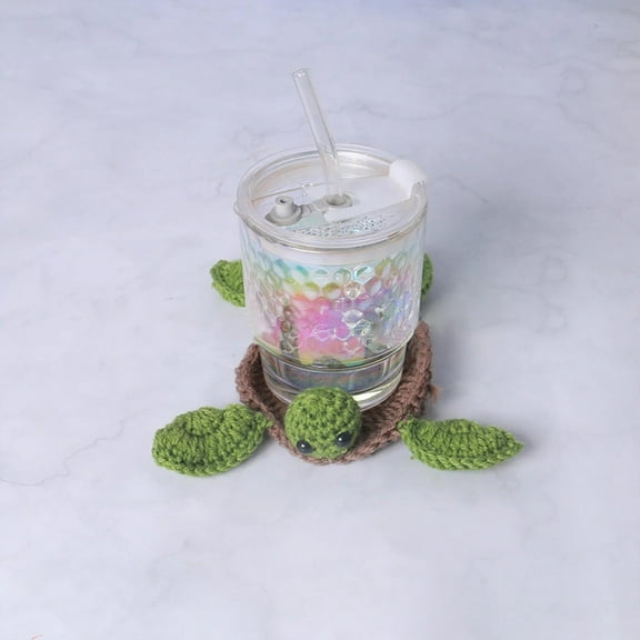 LYCAQL Crochet Tortoise Coasters for Drinks, Funny Handmade Woven Coaster Set, Cute Turtle Shaped Mug Cup Mat Table Desk Decoration Housewarming Gift