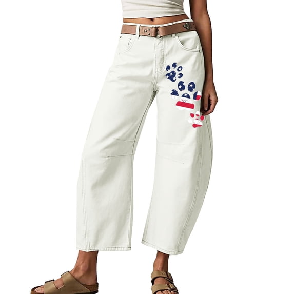 LYCAQL Fashion Women's Printed Sweatpants: High Waist Pocket Design, Comfortable and Breathable, Fitness and Leisure White