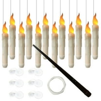 LYCAQL Halloween Decorations Floating Candles with Wand Magic Hanging Candles Flickering Warm Light Flameless LED Taper Candle Battery Operated Window Candles for Christmas Halloween Decor 12 Pack