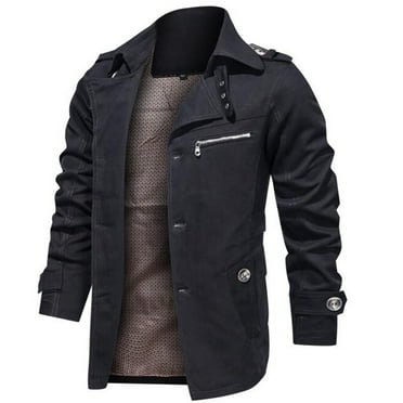 LYCAQL Jackets for Men Men's Autumn Winter Outwear Pure Color Breathable Plus Size Washing Jacket Coat Hooded Light Weight Jacket (Black, L)