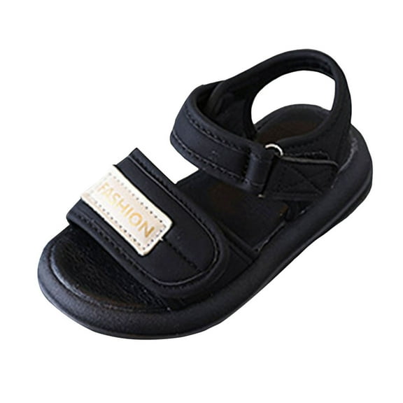 LYCAQL Kids Sandals Girls Toddler Girls Hook and Loop Sandals Comfort Open Toe Sandal with Adjustable Back Strap (Black,7)