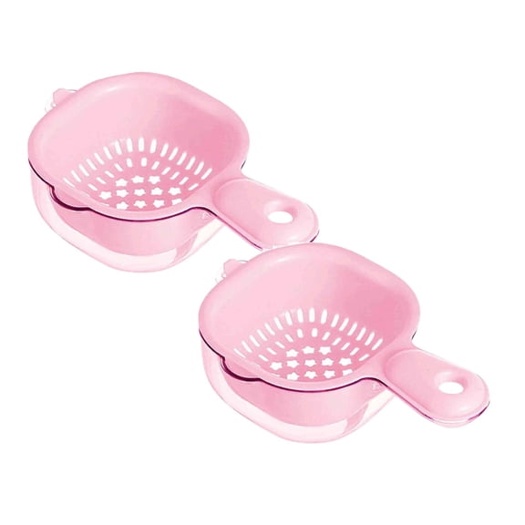 LYCAQL Kitchen Dual-Layer Draining Basket With Handle Detachable Fruit Vegetable Washing Drainer Handheld Layer Fruit Washing With Handle Kitchen & Home Water Draining(Pink 2PCS)