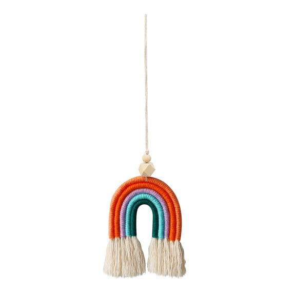 LYCAQL Large Macrame Rainbow Wall Hanging Decor Handmade Pom Pom Garland Rainbow Decor for Kids Room Girls Bedroom Baby Shower Nursery Decorations