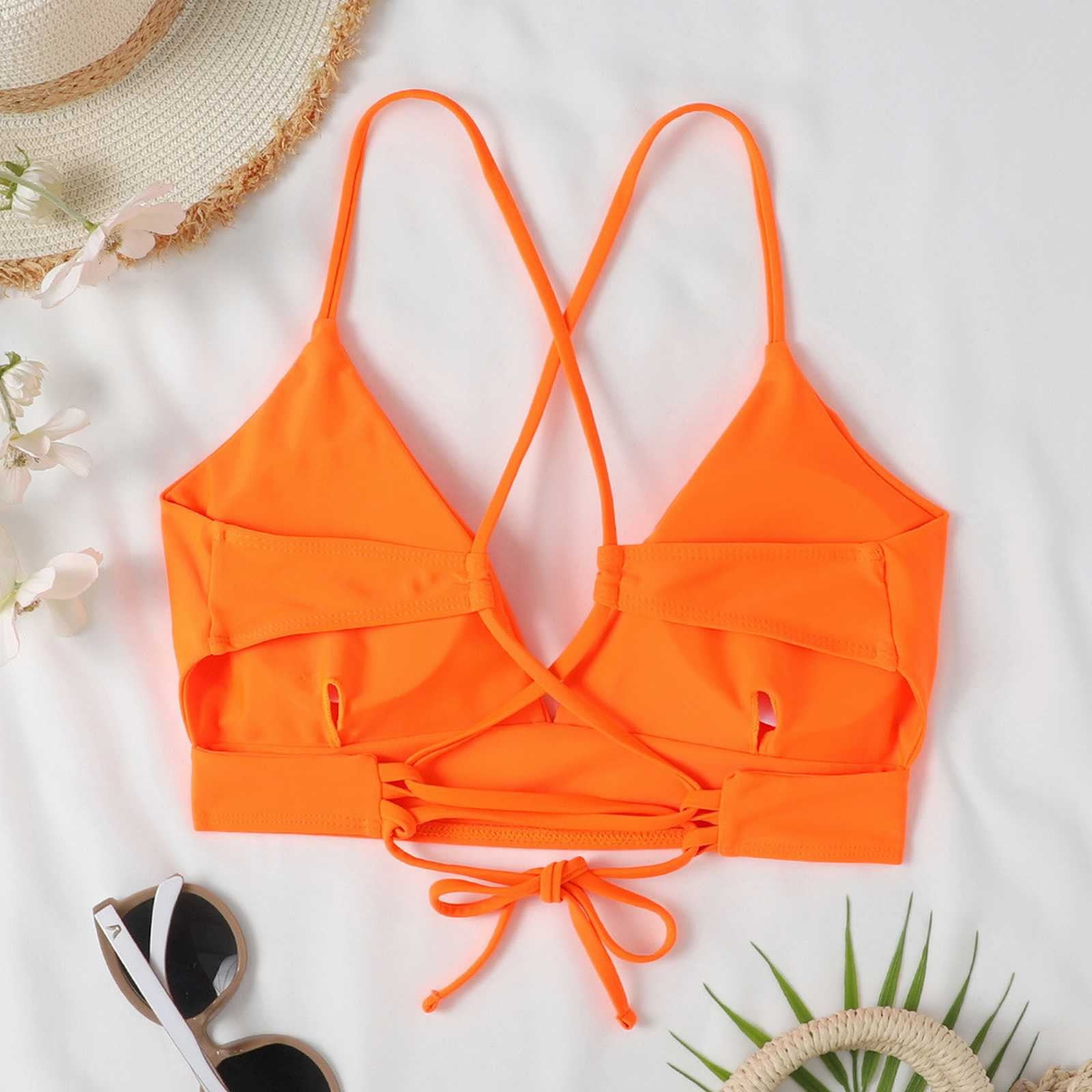 Lycaql Lingerie For Women 2023 New Orange Split Swimsuit Single Top