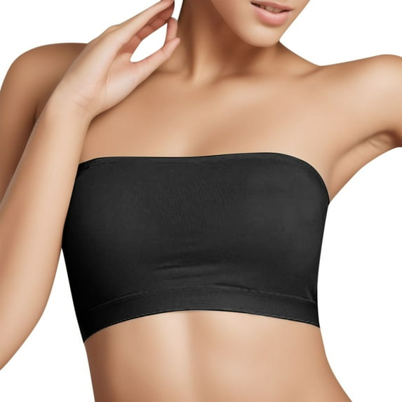 LYCAQL Lingerie for Women Women's Com fortable Strapless Bra Beautiful Back Anti Strapping Wrapped Chest Style with Chest Strapless Bra (Black, XL)