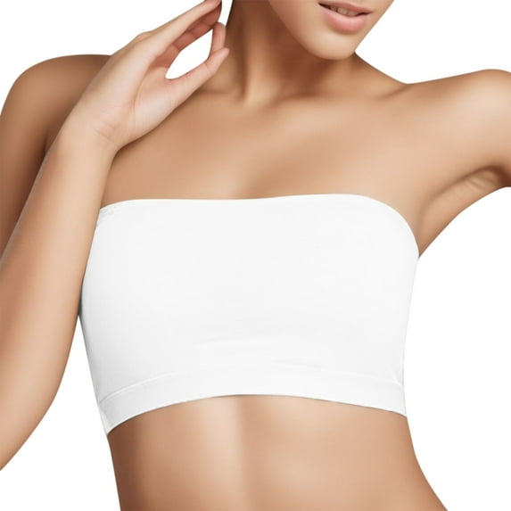 LYCAQL Lingerie for Women Women's Com fortable Strapless Bra Beautiful Back Anti Strapping Wrapped Chest Style with Chest Strapless Bra (White, S)