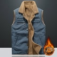 thumbnail image 1 of LYCAQL Mens Winter Coats Men Autumn and Winter Solid Pocket Sleeveless Top Jacket Coats Vest Blouse Waxed Canvas Jackets (Blue, 3XL), 1 of 3