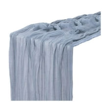 LYCAQL Mesh Tulle Fold Table Flag Gray Blue 90*300cm Tulle Table Cloths for Rectangle or Round Tables Table Skirt Ruffle Table Cloths for Wedding Bridal Shower Birthday Party Decorations