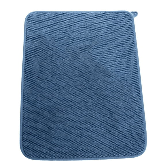 LYCAQL Microfiber Dish Drying Mat Absorbent Dish Drainer Kitchen Counter Super Absorbent Dish Drying Pads Quick Drying Placemat 16×12 Inch Blue