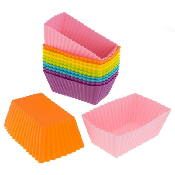 LYCAQL Mini Baking Pans 24 PCS Silica Gel Foil Small Loaf Pans Holders Rectangle Baking Cups Muffin Muffin Cups For Mini Cake Bread Mold 2.5 inch Top x 1.7 inch Bottom Random Color