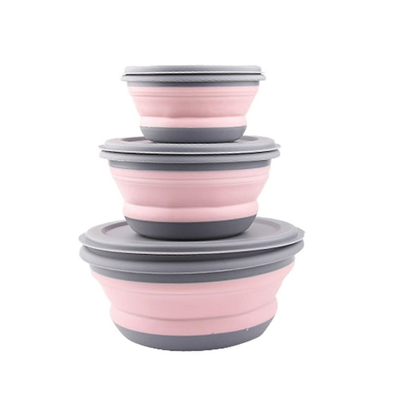 LYCAQL Mixing Bowls with Lids Setï¼ Mixing Bowls for Kitchen Preparingï¼Serving and Storingï¼Set of 3-Includes 3 Bowls and 3 Lidsï¼BPA-FREE Neat Nesting Bowls with Sealing Lids (Pink)