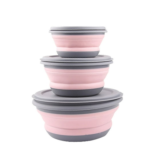 LYCAQL Mixing Bowls with Lids Setï¼ Mixing Bowls for Kitchen Preparingï¼Serving and Storingï¼Set of 3-Includes 3 Bowls and 3 Lidsï¼BPA-FREE Neat Nesting Bowls with Sealing Lids (Pink)
