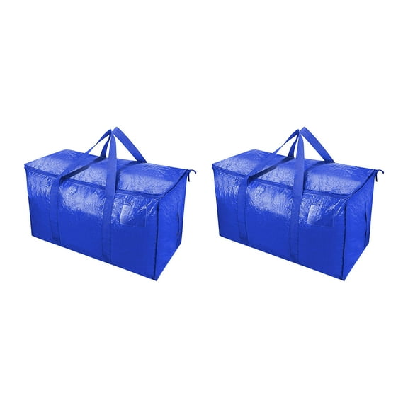 LYCAQL Moving Bags-Heavy Duty Moving Boxes, Storage Totes with Zipper, Reinforced Handles and Tag Pocket-Collapsible Moving Supplies for moving, Storage and Travel 93L(Blue-2 Pack)