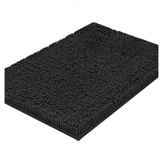 LYCAQL Non Slip Shaggy Bathroom Rugs Extra Thick Soft Bath Mats Plush Microfiber Absorbent Water for Tub Shower Machine Washable (Black)