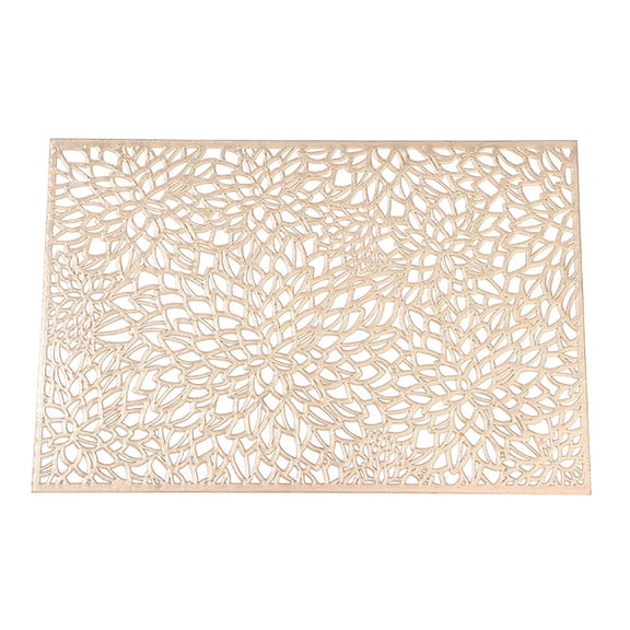 LYCAQL Placemats Set of 6 Washable Heat Resistant Non-Slip Elegant Indoor&Outdoor Kitchen Dining Woven Table Place Mats (Gold Weaving)